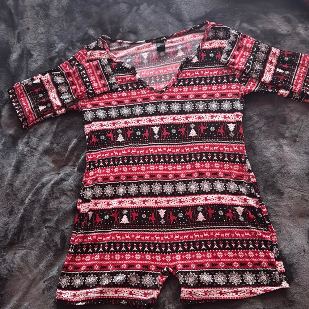Festive Red and Black Holiday Romper